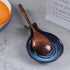 Blue Ceramic Spoon Rest for Kitchen, Heat Resistant Utensil Holder for Countertop, Dishwasher Safe, Cooking Spoon Holder