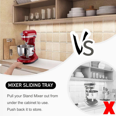 Upgrade Mixer Slider for Kitchenaid Mixer, Sliding Tray Kitchen Appliance Slide Tray with Smooth Rolling Wheels for