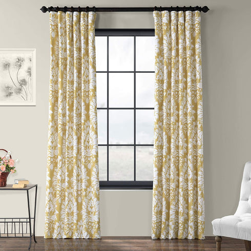 HPD Half Price Drapes Luxury Damask Cotton Curtains, 108 Inches Long, Room Darkening, 50W x 108L, Lacuna Sun Damask