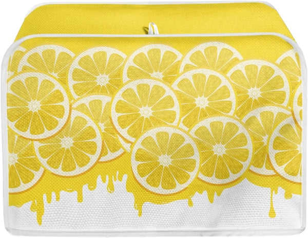 Toaster Cover 4 Slice, Yellow Lemon Washable Protector, Dustproof Kitchen Appliance Accessories, Women Gift