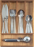 Acacia Wood Silverware Organizer, 5-Compartment Kitchen Utensil Drawer Organizer for Forks & Spoons, Flatware Holder