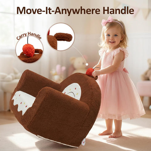 OUOZZZ 16, Toddler Chair for Ages Soft Sherpa Kids Sofa with Book Pocket & Carry Handle, Comfy Single-Seat Couch