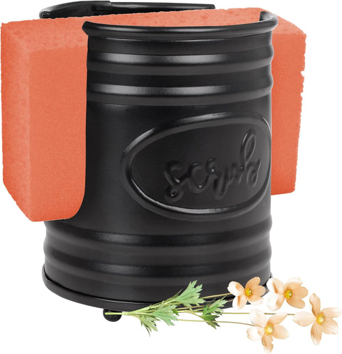 Autumn Alley Black Galvanized Sponge Holder - Rustic Kitchen Accessories with SCRUB Label for Country Kitchen