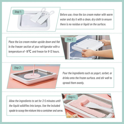 Frozen Instant Ice Cream Maker, Rolled Ice Cream Maker, Yoghurt Plate Instant Gelato Pan/Roll, Homemade DIY for Fun