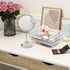 Clear Drawer Organizer Bins Set, 3pc Transparent Rectangle Trays for Bathroom Makeup Vanity and Office Desk Storage