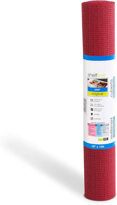 Smart Design Original Grip Shelf Liner - 18 Inch x 15 Feet, Non Adhesive, Easy Clean, Non Slip Rubber Mat, Very Berry