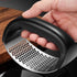 Garlic Press Rocker - Stainless Steel Garlic Crusher with Silicone Peeler and Mini Brush Tools (Black)