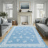 5x7 ORTIGIA Scalloped Area Rug for Living Room, Blue Washable Low Pile Non Slip Rug with Bow Large Carpet for Kid