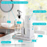 16 OZ Glass Mouthwash Dispenser for Bathroom, Mouthwash Dispenser with Pour Spout and White Washed Wood Cup Holder