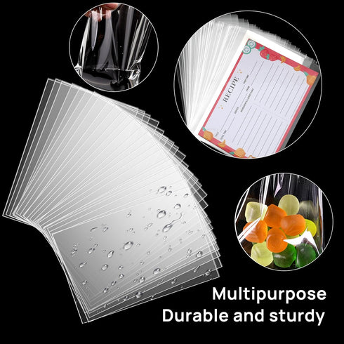 100PCS Recipe Card Protectors, 4x6 Waterproof Clear Covers, Plastic Sleeves to Protect Your Recipes from Kitchen Messes.