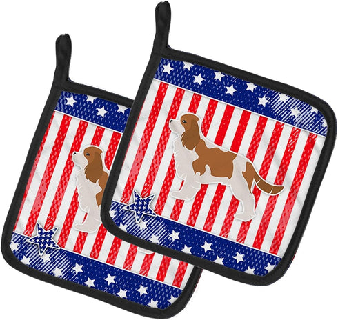 Caroline's Treasures BB3349PTHD USA Patriotic Pair of Cavalier King Charles Spaniel Pot Holders, 7.5 x 7.5