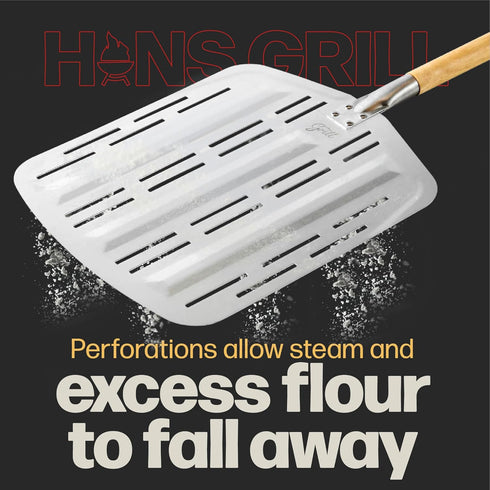Hans Grill Pizza Peel PRO for XL Pizza 12 Inch+, Professional Non-Stick Paddle for Launching and Retrieving Pizzas