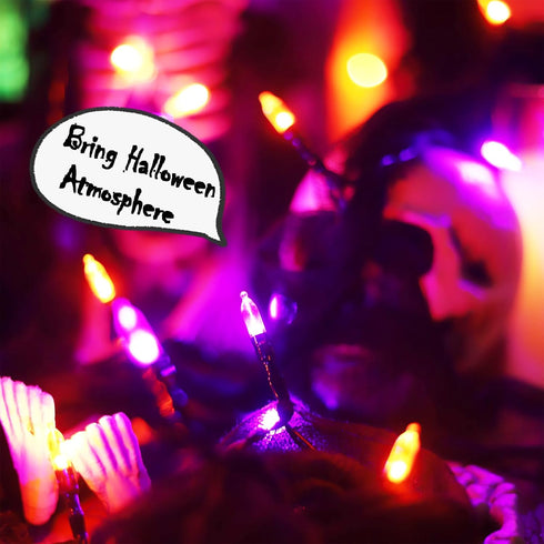 YAOZHOU 30LED 8 9.9Ft (1PACK) Battery Powered Halloween String Lights, Orange and Purple Indoor with Black Gauze Timer