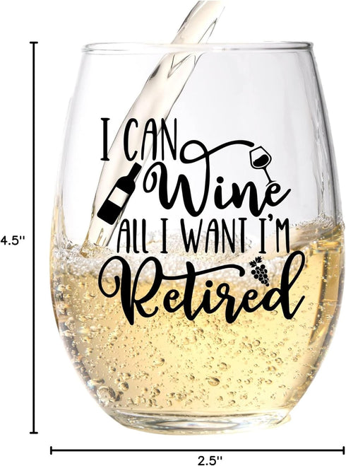 GLASSICLE Retirement Wine Glass - 15 Oz Scratch-Resistant Funny Glass - Unique Gifts for Women, Printed in the USA