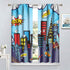 42x63in Super City Hero Window Curtains for Kids, City Skyline Buildings Cityscape Blackout Rod Pocket Window