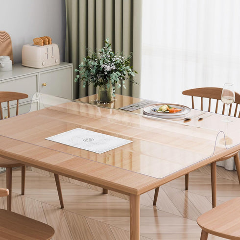 54 54 Inch 2.0 mm, VEVOR Plastic Table Cover, x Clear Square PVC Desk Mat Protector, Waterproof & Easy Cleaning Pad