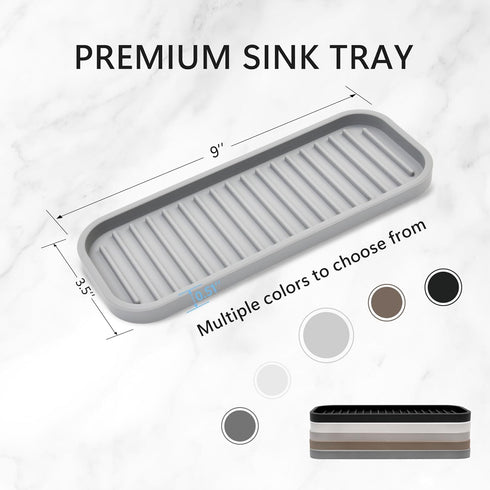 Silicone Sponge Holder 2 Pack, Waterproof Dish Soap Tray for Kitchen Sink, Multipurpose Organizer for Soap Dispenser