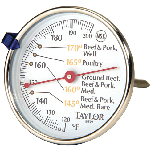 Taylor Leave-in Meat Oven Safe Compact Analog Dial Thermometer, 3 inch dial, Stainless Steel