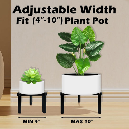 5"-10" 1 Pack) Three Legs Adjustable Metal Plant Stand for Plant Pot Indoor & Outdoor (Black