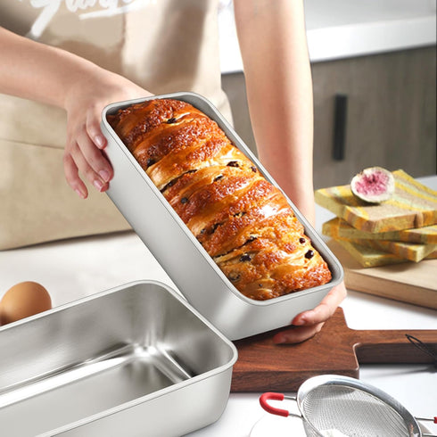 E-far 9 x 5 Inch Loaf Pan for Baking Bread, Stainless Steel Bakeware for Bread, Meatloaf, Cake, Non Toxic, Easy Release