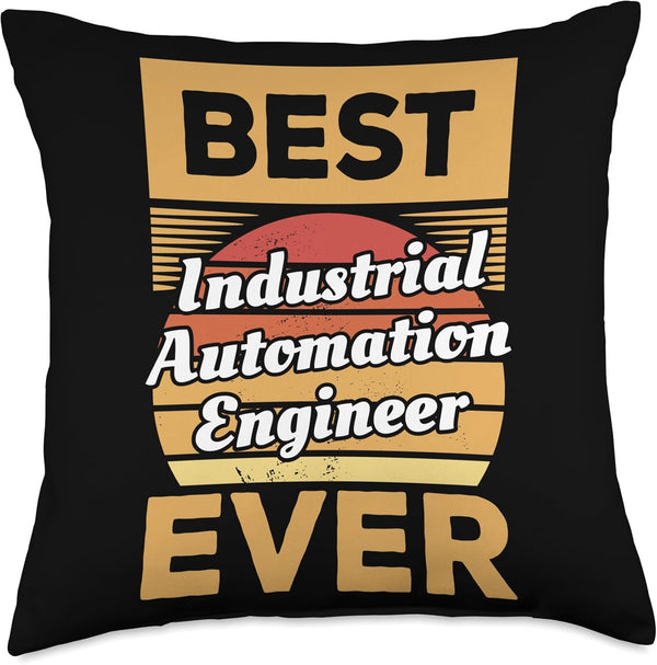 Vintage Best Industrial Automation Engineer Ever Throw Pillow, 18x18, Multicolor