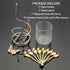 ELLDOO Coffee Spoon Set with 8 Gold Leaf Stainless Steel Spoons and Clear Glass Holder for Mixing