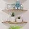 Joiishom Wood Corner Wall Shelves Set of 2, Solid Wood Corner Floating