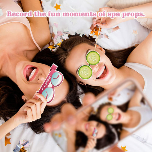 Konsait 26 PCS Spa Party Photo Booth Props, Kids Spa Party Supplies for Girls, Makeup Party Decorations, Slumber Party