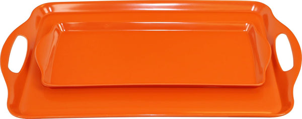 Calypso Basics by Reston Lloyd 2pc Melamine Tray Set, Rectangular Serving/Ottoman Tray