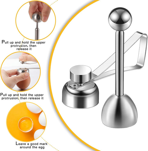 14 Set Pieces Egg Cup Egg Topper Boiled Egg Holder Stainless Steel Egg Opener Egg Spoon for Kitchen Tool