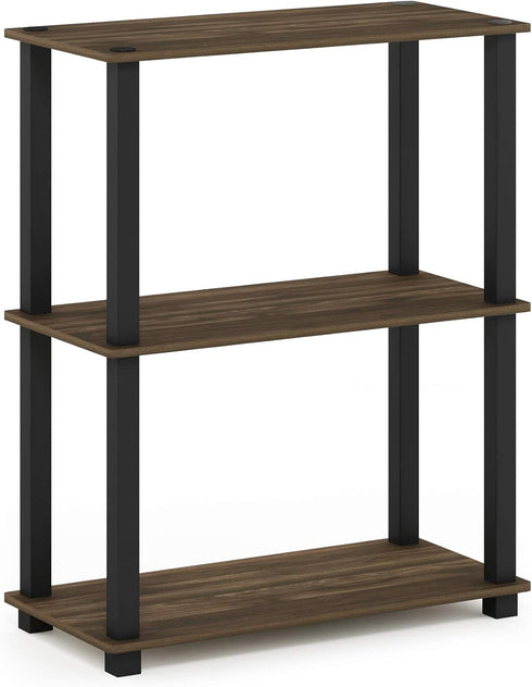 Furinno Turn-S-Tube 3-Tier Compact Multipurpose Shelf Display Rack, Columbia Walnut/Black