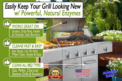 (32oz Absolutely Clean IT JUST WORKS GREAT as Grill Cleaner Spray! - Professional Strength, Natural Enzyme Formula