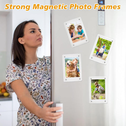 12 Packs Acrylic Fridge Magnetic Picture Frame Magnetic Polaroid Frames for Photos Instax Mini Frame Clear 2.36 x 3.54 Inch by COYMOS