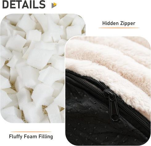 Homlazeezy 20 15 Inch Pouf Ottoman Stuffed Round for Foot Rest, Faux Fur Poufs with Foam Chunk Filling, Storage Ottoman