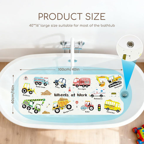 omedecal 40 16 Inch Baby Bath Mat for Tub, Non Slip Kids Bath Shower Mat, X Large Bathtub Mat with Drain Holes