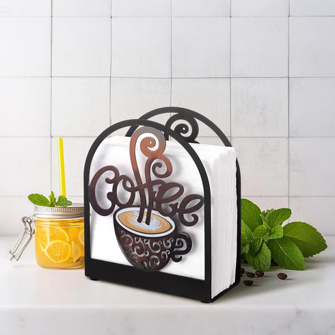 Cinnvoice Countertop Coffee Metal Napkin Holder Kitchen Decorative Paper Towel Stand Small Napkins Holder for Coffee