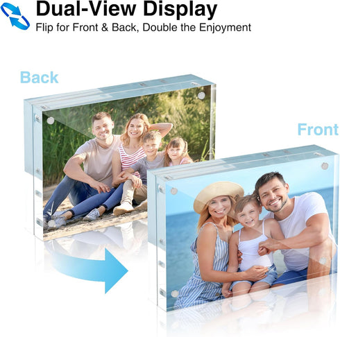 5x7, 2 Pack 5x7 5 7 5x7 HOUSE DAY Acrylic Picture Frames Magnetic Picture Frame, Double Sided Clear x Photo Frame