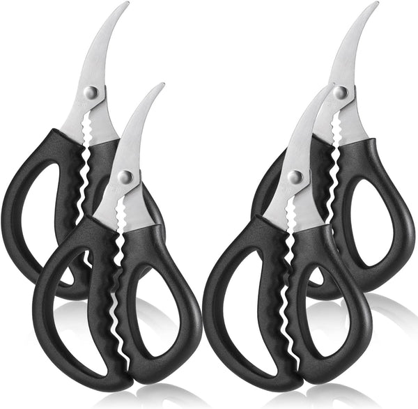 4PCS Seafood Scissors - Stainless Steel Crab Scissors for Kitchen, Multifunctional Tools for Fish, Crab, Shrimp, Lobster