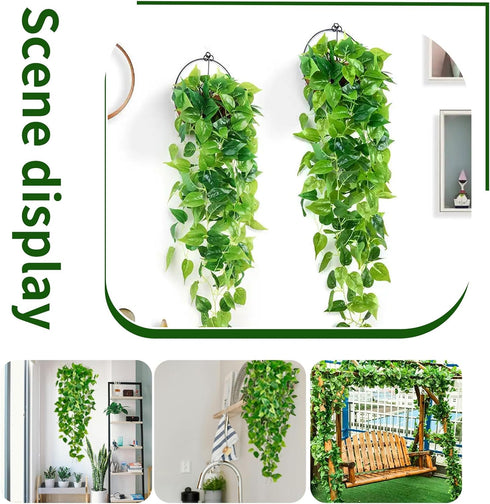 Freyalife Vines(2pcs)for Fake Hanging Plants Room Decor, Artificial Ivy Greenery Garlands for Home Bedroom Living