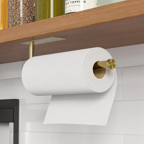 1 Pack) Paper Towel Holder Under Cabinet, Self-Adhesive,No Drilling, Stainless Steel, Wall-Mounted for Kitchen