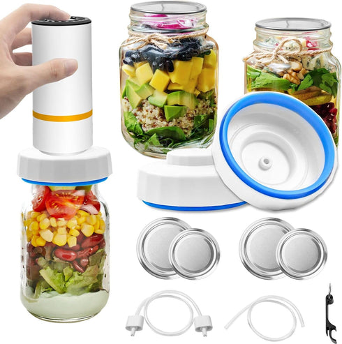 Set Electric Mason Jar Vacuum Sealer Kit ,Handheld Food Vacuum Sealer and Accessory Hose for Food Storage with Regular