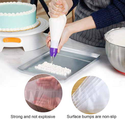 Piping Bags - 100 Pack - 14-Inch Disposable Cake Decorating Bags for Cupcake Icing, Anti-Burst, All Size Tips,