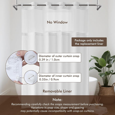 Barossa Design Long Fabric Snap-in Replacement Liner, 70" W x 57" H, Hotel Style Removable Inner Liner with 2 Magnets,