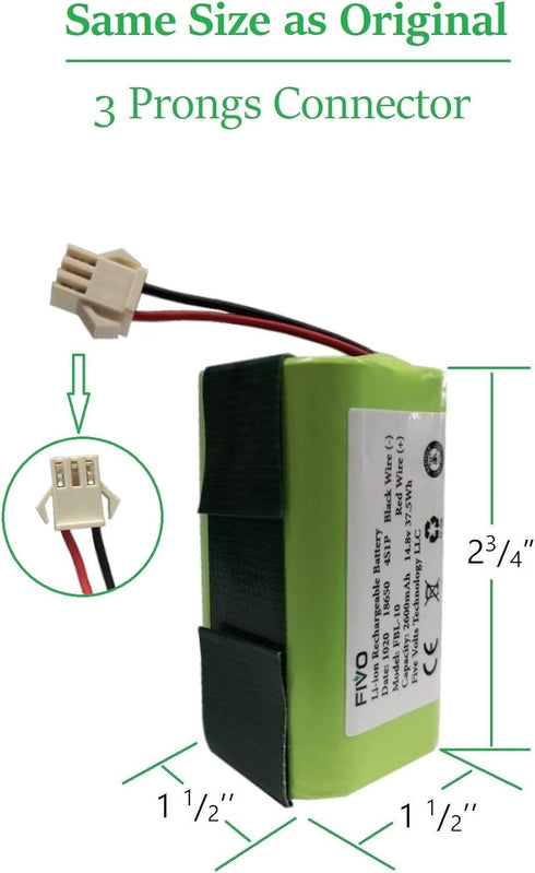 Replacement Battery for Amarey A800 A900, iMartine C800, Tesvor X500 Pro, and More - 14.4v 2600mAh