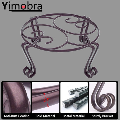 11.8x6 Inches Yimobra Tall Plant Stand Outdoor, Metal Planter Stands for Indoor Plants, Heavy Duty Pots Holder, Garden