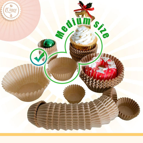 qiqee 1000pcs Natural Cupcake Liners, Food Grade Baking Cups, Standard Size Muffin Liners with No Smell