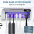 ZOZOO 99.9% Dry,Heating,5+1+1 Slots,12 UV Toothbrush Sanitizeri Holder with Cleaning,Air Hour Memory,Rechargeable Wall