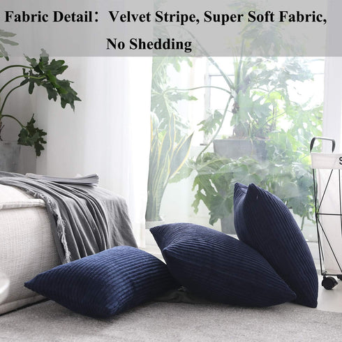 18x18 Set 2 18 18 inch, Home Brilliant Striped Corduroy Decorative Pillow Covers Throw Pillows for Couch of Accent