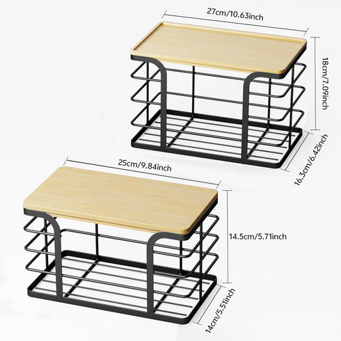 2 Pack Stackable Storage for Kitchen Laundry Pantry Organizers,Trash Bag Holder with Bamboo Top,Wall Mount Garbage Bag
