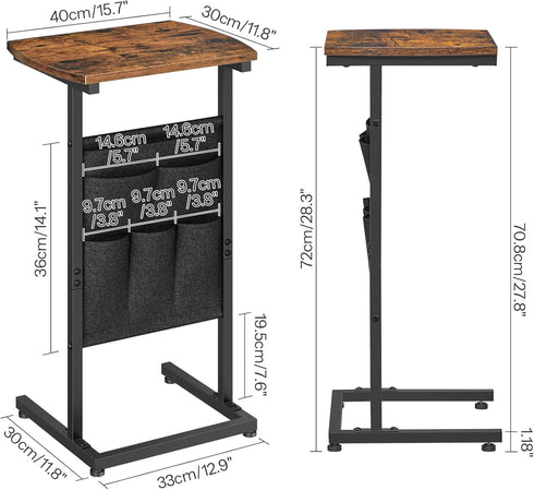 28.3" BF40SF01 HOOBRO C Shaped End Table, Side Table for Small Spaces, Couch Table with Storage Bag, Slide Under Sofa